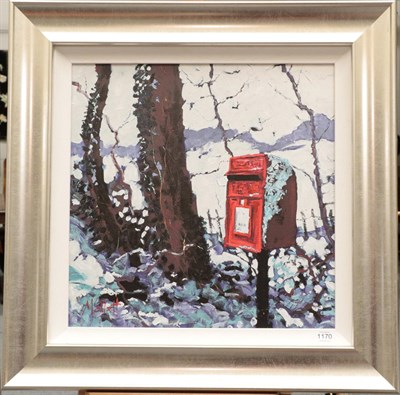 Lot 1170 - Timmy Mallett (b.1955) ''Snowy Postbox'' Signed and numbered 10/195, giclee print on canvas,...