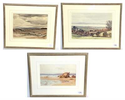 Lot 1180 - Claude Muncaster PRSMA, RWS, RO,I RBA (1903-1974) View of the Severn from Hewelsfield,...