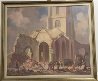 Lot 1182 - Ernest Waldron West (1904-1994) The passing of St. Andrew's Church, Worcester Signed and...
