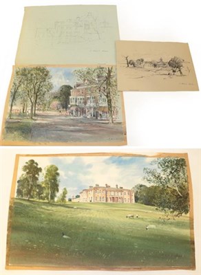 Lot 1186 - John Barrie Haste (1931-2011) ''Rudding House'' Signed and inscribed, mixed media, together...