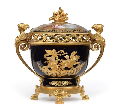 Lot 15 - A Gilt Metal Mounted Sèvres Style Porcelain Pot Pourri Vase and Cover, early 20th century, of...