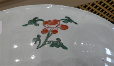 Lot 48 - A Chinese Porcelain Dish, Kangxi, painted in famille verte enamels with a basket of flowers...