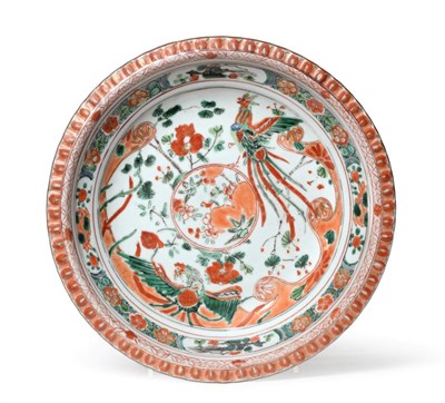 Lot 52 - A Chinese Porcelain Plate, Kangxi, painted in famille verte enamels with a phoenix amongst...