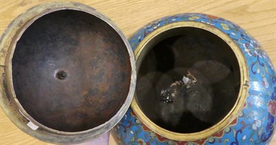 Lot 77 - A Pair of Chinese Cloisonné Enamel Jars and Covers, Qing dynasty probably Qianlong, of ovoid...