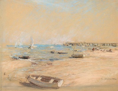 Lot 95 - Léon Augustin L'Hermitte (1844-1925) French  ''Plage Trouville, France'' Signed, inscribed...
