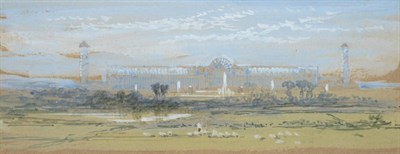 Lot 98 - Myles Birket Foster RWS (1825-1899) Crystal Palace Watercolour heightened with white, 4cm by 10.5cm