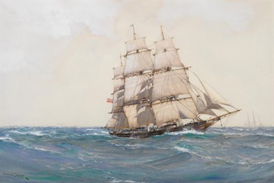 Lot 105 - Montague Dawson FRSA RSMA (1895-1973) Clipper ship on high seas  Signed, watercolour, 42.5cm by...