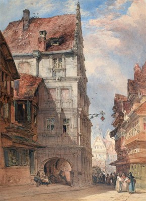 Lot 109 - William Callow (1812-1908) ''The Market Place, Coburg'' Signed and dated 1865, watercolour, 64cm by
