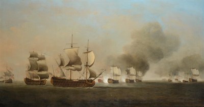 Lot 112 - Thomas Craskell (fl.1748-1750) The retreat of the Spanish squadron after Havana Oil on canvas,...