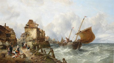 Lot 115 - John James Wilson (1818-1875) ''Running in off the coast of Normandy'' Signed and inscribed to...