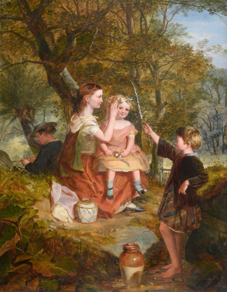 Lot 150 - Samuel Baldwin (fl.1843-1858) The Queen of May Signed and dated 1860, oil on canvas, 53.5cm by 41cm
