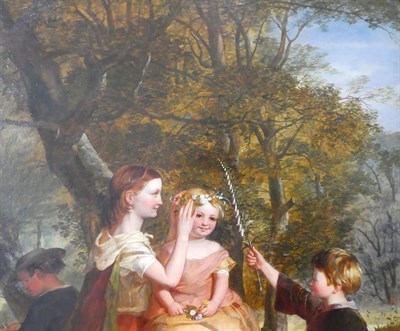 Lot 150 - Samuel Baldwin (fl.1843-1858) The Queen of May Signed and dated 1860, oil on canvas, 53.5cm by 41cm
