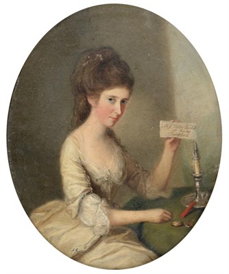 Lot 164 - Circle of Nathaniel Dance RA (1735-1811) Portrait of Mrs General Mayne, seated, three quarter...