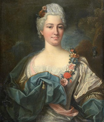 Lot 173 - Follower of Jean-Marc Nattier (1685-1766) French Portrait of a lady wearing a powdered wig,...