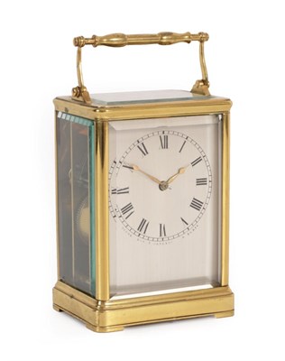 Lot 177 - A Brass Striking Carriage Clock, signed Duval Rue D Orleans 8 A Paris, circa 1840, carrying handle