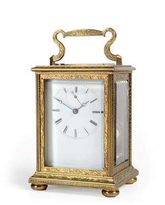 Lot 178 - A Brass Engraved Striking Carriage Clock, signed Bolviller A Paris, circa 1840, the elaborately...