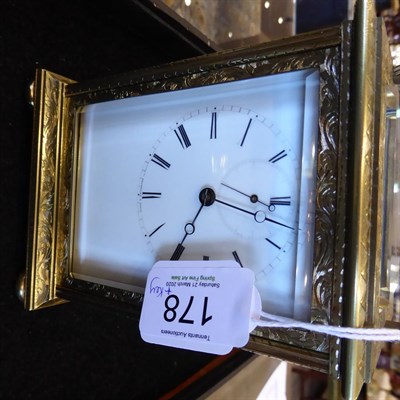 Lot 178 - A Brass Engraved Striking Carriage Clock, signed Bolviller A Paris, circa 1840, the elaborately...
