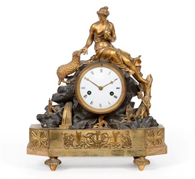 Lot 181 - A French Bronze Ormolu Striking Mantel Clock, early 19th century, case surmounted by a lady in...