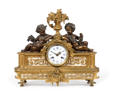 Lot 182 - An Ormolu and Bronze Striking Mantel Clock, signed Alph Giroux, A Paris, circa 1880, case depicting