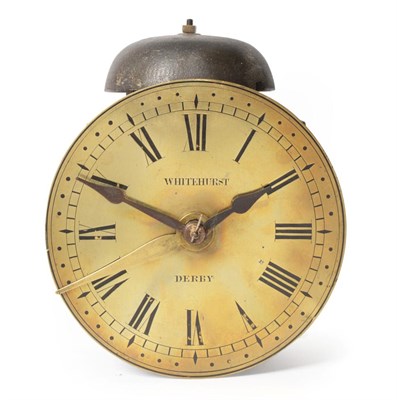Lot 184 - ~ A Thirty Hour Hook and Spike Alarm Wall Timepiece, signed Whitehurst, Derby, 19th century,...