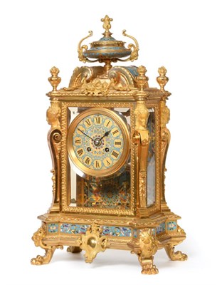 Lot 185 - An Ormolu and Champleve Enamel Striking Mantel Clock, signed Lemaistre A Paris, circa 1880,...