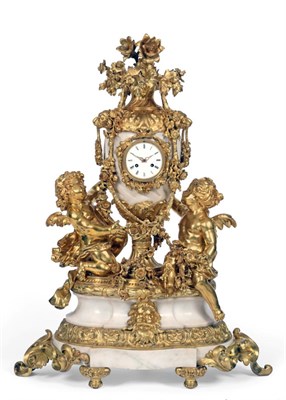 Lot 186 - A Large and Impressive Ormolu and White Marble Striking Mantel/Centrepiece Clock, late 19th...