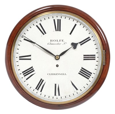 Lot 192 - A Mahogany Wall Timepiece, signed Rolfe, Gloucester St, Clerkenwell, circa 1860, side and...