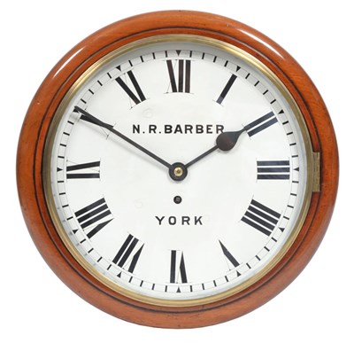 Lot 193 - A Mahogany Wall Timepiece, signed N.R.Barber, York, circa 1890, side and bottom doors, 12-inch...