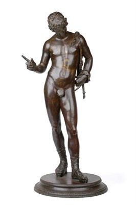 Lot 205 - After the Antique: A Bronze Figure of Narcissus, standing on a circular plinth, 63cm high See...