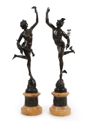 Lot 206 - After Giambologna (1529-1608): A Pair of Bronze Figures of Mercury and Fortuna, on Sienna...