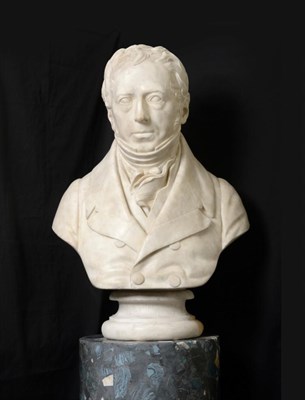 Lot 216 - Edwin Smith (1810-1889): A White Marble Bust of James Montgomery, on a circle socle inscribed JAMES