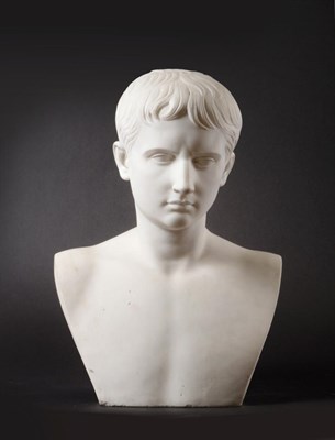 Lot 218 - After the Antique: A Carved White Marble Bust of the Young Augustus, 49cm high See illustration