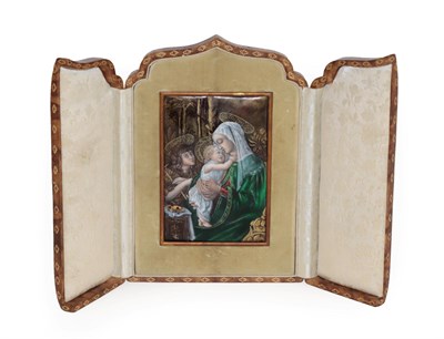 Lot 233 - A Limoges Enamel Plaque, in 16th century style, painted with the Madonna and Child, CL...