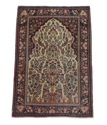 Lot 245 - Isfahan Prayer Rug Central Iran, circa 1920 The ivory field with Tree of Life flanked by...