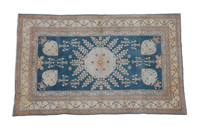 Lot 252 - Rare Agra Summer Rug North India, circa 1900   Woven and piled in cotton, the abrashed indigo field