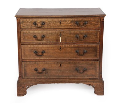 Lot 267 - A George III Oak and Mahogany Crossbanded Straight Front Chest of Drawers, 3rd quarter 18th...