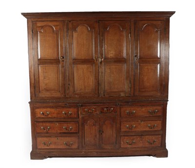 Lot 282 - A George III Joined Oak and Mahogany Crossbanded Housekeeper's Cupboard, 3rd quarter 18th...