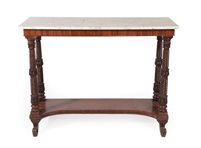 Lot 303 - An Early Victorian Mahogany and Marble Top Console Table, mid 19th century, the grey and white...