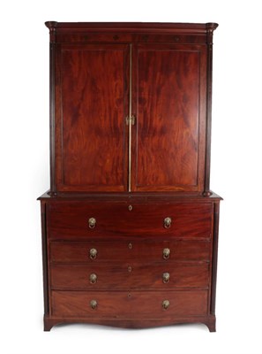 Lot 304 - A Regency Mahogany Secretaire Bookcase, early 19th century, the moulded cornice with fluted...