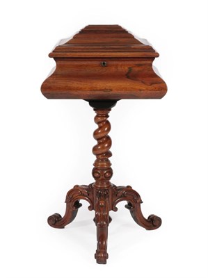 Lot 306 - An Early Victorian Rosewood Teapoy, circa 1840, of sarcophagus form with hinged lid enclosing...