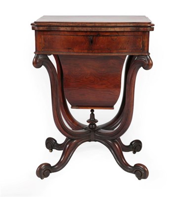 Lot 307 - A Victorian Rosewood Games and Sewing Table, mid 19th century, of serpentine shape form, the...