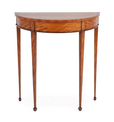 Lot 316 - A George III Satinwood and Rosewood Crossbanded D Shape Hall Table, late 18th century, with...