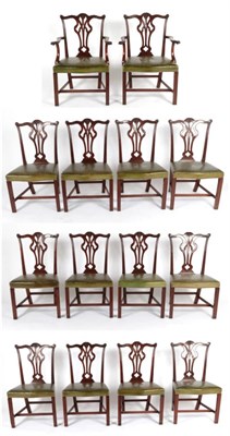 Lot 330 - Arthur Brett of Norwich: A Set of Fourteen Chippendale Revival Mahogany Dining Chairs, late...