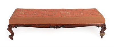 Lot 351 - A Victorian Rosewood Frame Oversized Footstool, mid 19th century, recovered in modern...