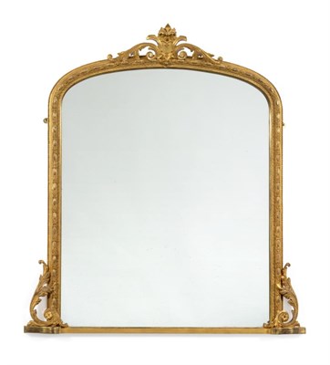 Lot 353 - A Victorian Gilt and Gesso Overmantel Mirror, circa 1870, the original mirror plate within a...