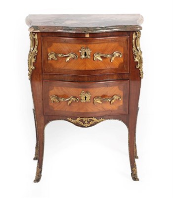 Lot 360 - A Louis XV Style Rosewood and Tulipwood Petits Commode, late 19th/early 20th century, with a...