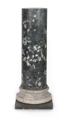 Lot 381 - A Scagliola Veneered Column, 19th century, of cylindrical form on stepped circular foot and...