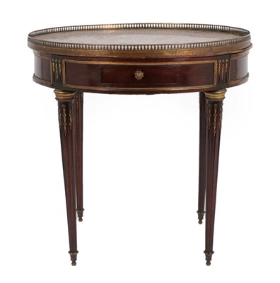 Lot 383 - A Louis XVI Style Mahogany and Gilt Metal Mounted Table Bouillotte, circa 1900, with pierced...