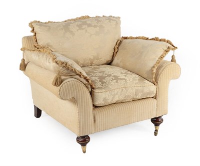 Lot 384 - A Parker & Farr Four Piece Suite, circa 2010, upholstered in cream and yellow corduroy-type fabric
