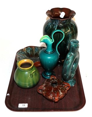 Lot 19 - Five pieces of Linthorpe pottery: shapes 1641, 276, 1456, 2216, 1977; and a Worcester Vase (6)